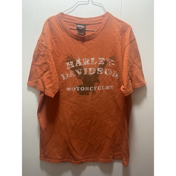 Harley-Davidson Other - Harley Davidson Shirt Men's Size Large Orange Y2K 2008 Short Sleeve Eagle MI‎